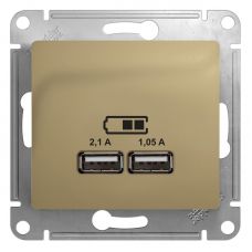 GSL000433 GLOSSA USB РОЗЕТКА A+A, 5В/2,1 А, 2х5В/1,05 А, механизм, ТИТАН, Schneider Electric