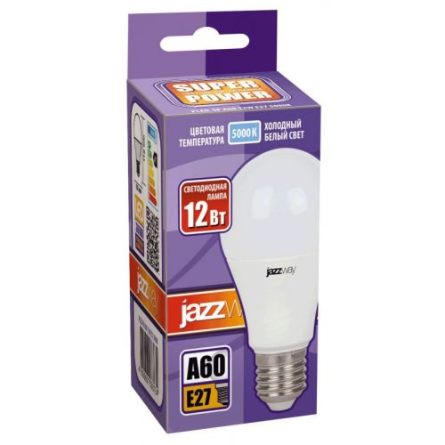 Лампа светодиодная JazzWay PLED-SP A60 12w E27 5000K груша 1033734