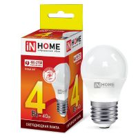 Лампа светодиодная IN HOME LED-ШАР-VC G45 4W Е27 3000К 4690612030579