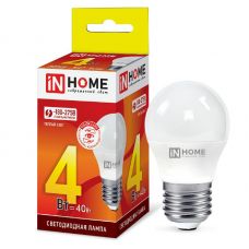 Лампа светодиодная IN HOME LED-ШАР-VC G45 4W Е27 3000К 4690612030579