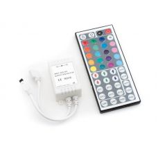 Контроллер для ленты RGB 6А 72W 12V (144W 24V) инфракрасный, пульт 44 кнопки, 000232, IR RGB 44 6A, SWG