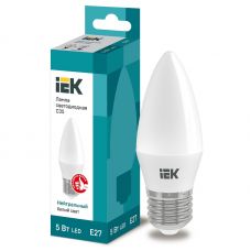 Лампа светодиодная IEK C35 свеча 5Вт 4000К E27 230В 450Лм LLE-C35-5-230-40-E27